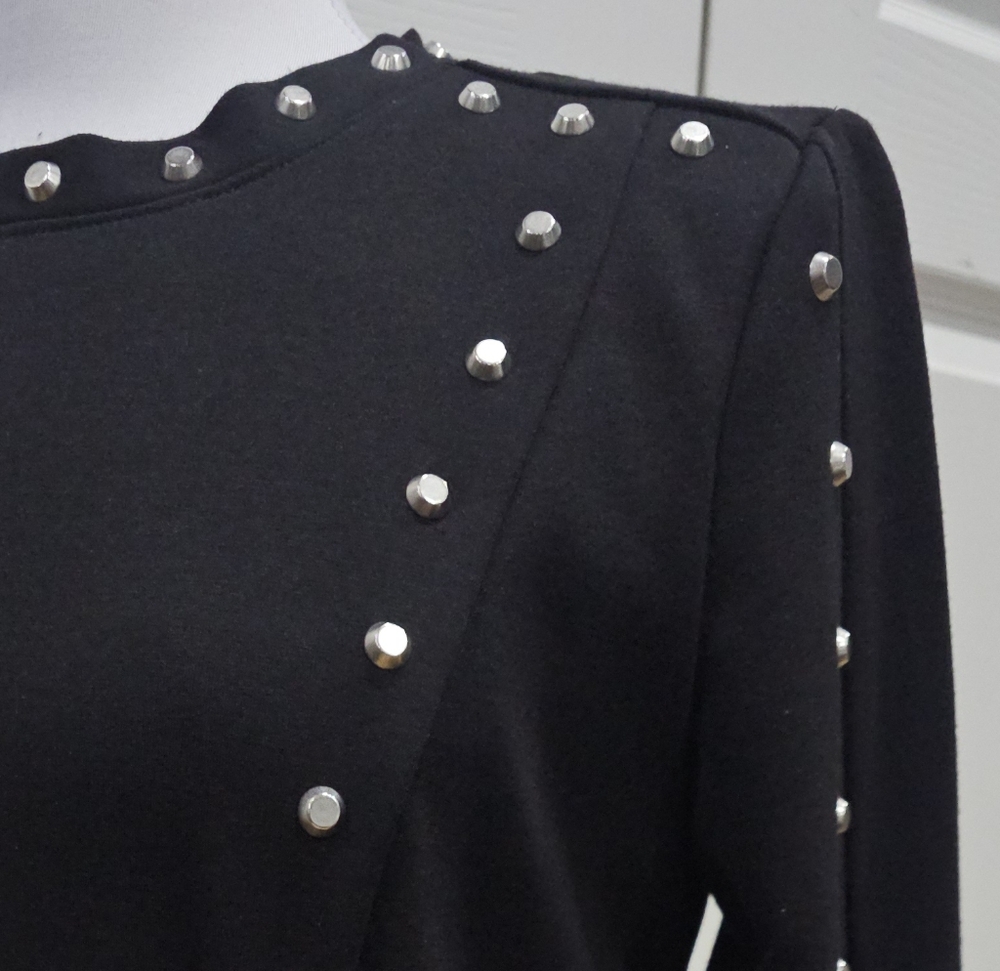 Michael Kors Black & Silver Studded Sheath 3/4 Sleeve Dress 4 Small - Picture 5 of 8